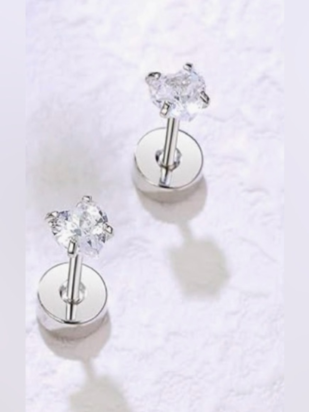 ⭐️FINAL PRICE #133 Stainless Steel Heart CZ Earrings and Pavé Huggie Hoop Set - Picture 4 of 5